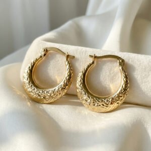 עגילי חישוק זהב חריטות לייזר