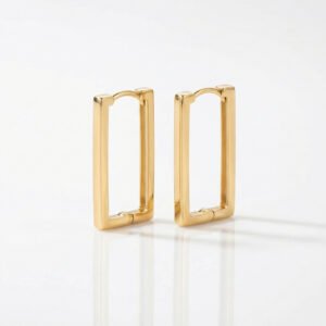 עגילי זהב מלבן