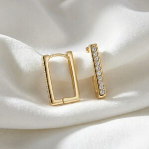 עגילי חישוק מלבן שיבוץ