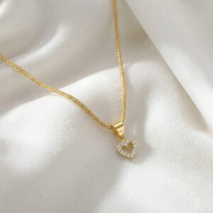 שרשרת לב קטן משובץ