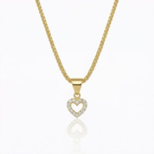 שרשרת לב קטן משובץ