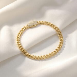 צמיד קובני קלאסי עם שיבוץ